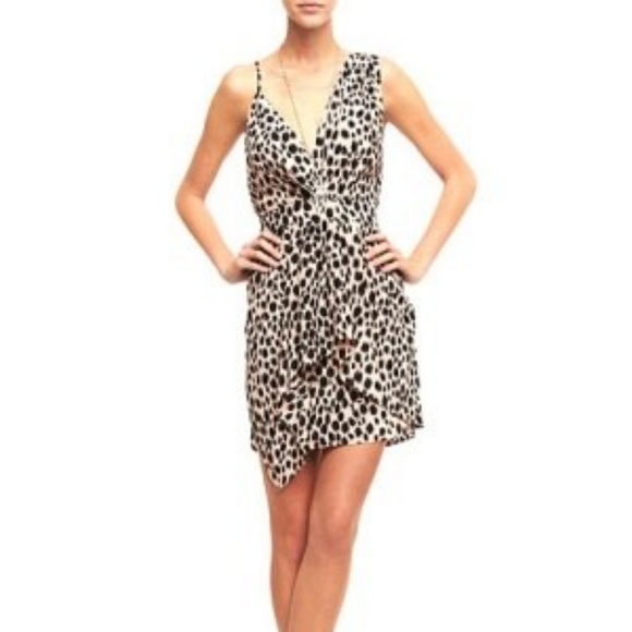 BCBGeneration Dresses & Skirts - Pink Coral Leopard print asymmetrical dress